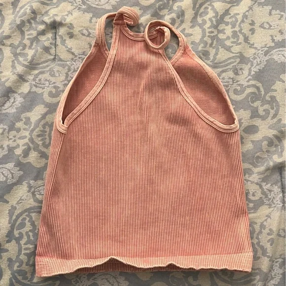 🍁SOLD🍁FP Happiness Runs Long Crop Tank Top Sz. M/L Color: Soft Pink - Picture 2 of 4